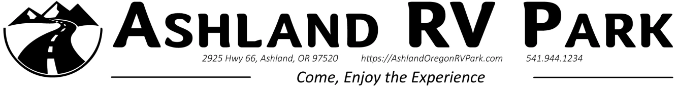 AshlandOregonRVPark.com masthead with logo